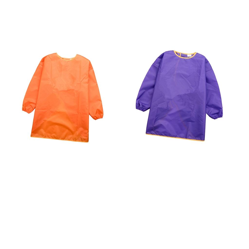 2Pcs Children Long Sleeve Drawing Painting Waterproof Smock orange purple