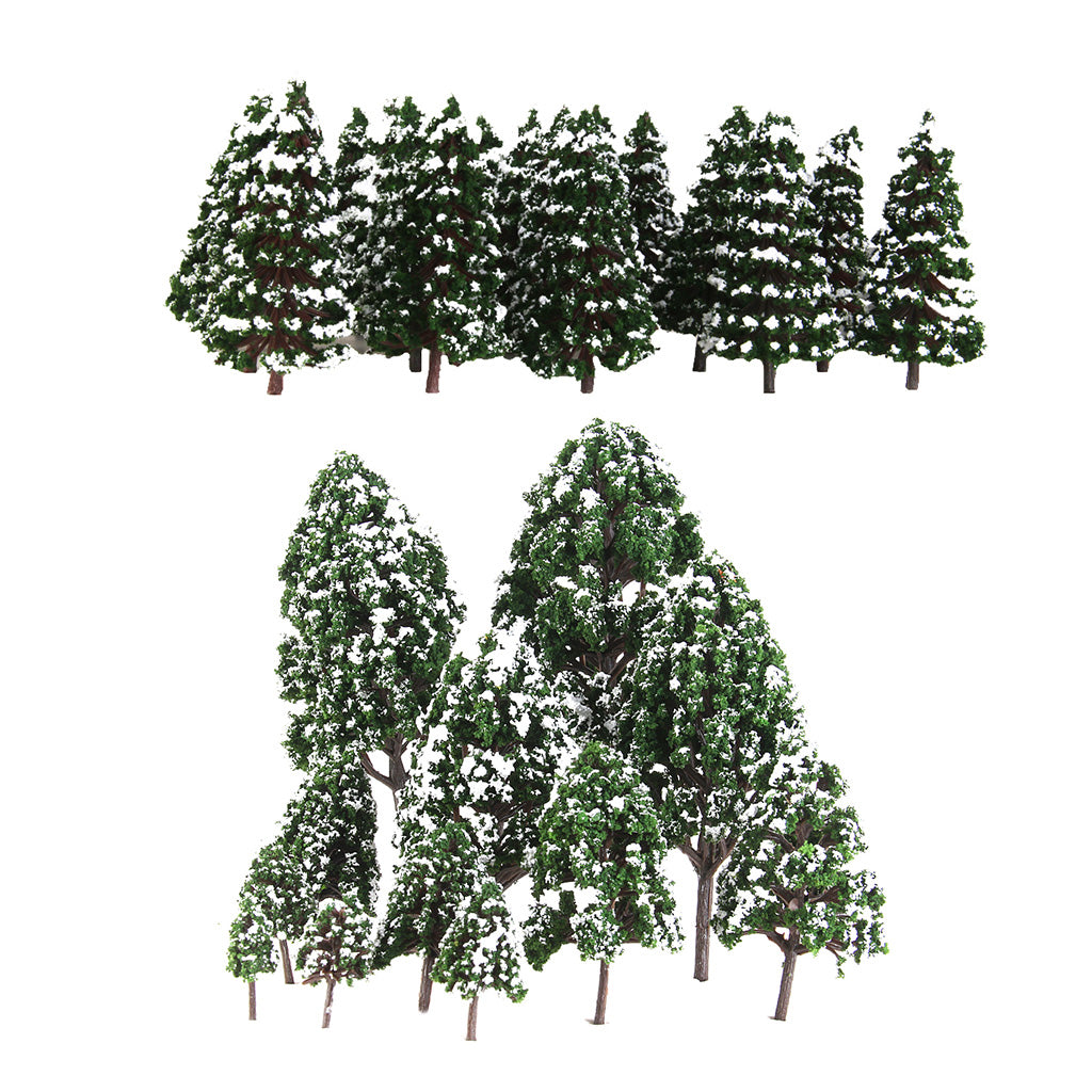 32Piece Dark Green Snow Tree Models 1:50-1:500 Layout for Train Railway Prop