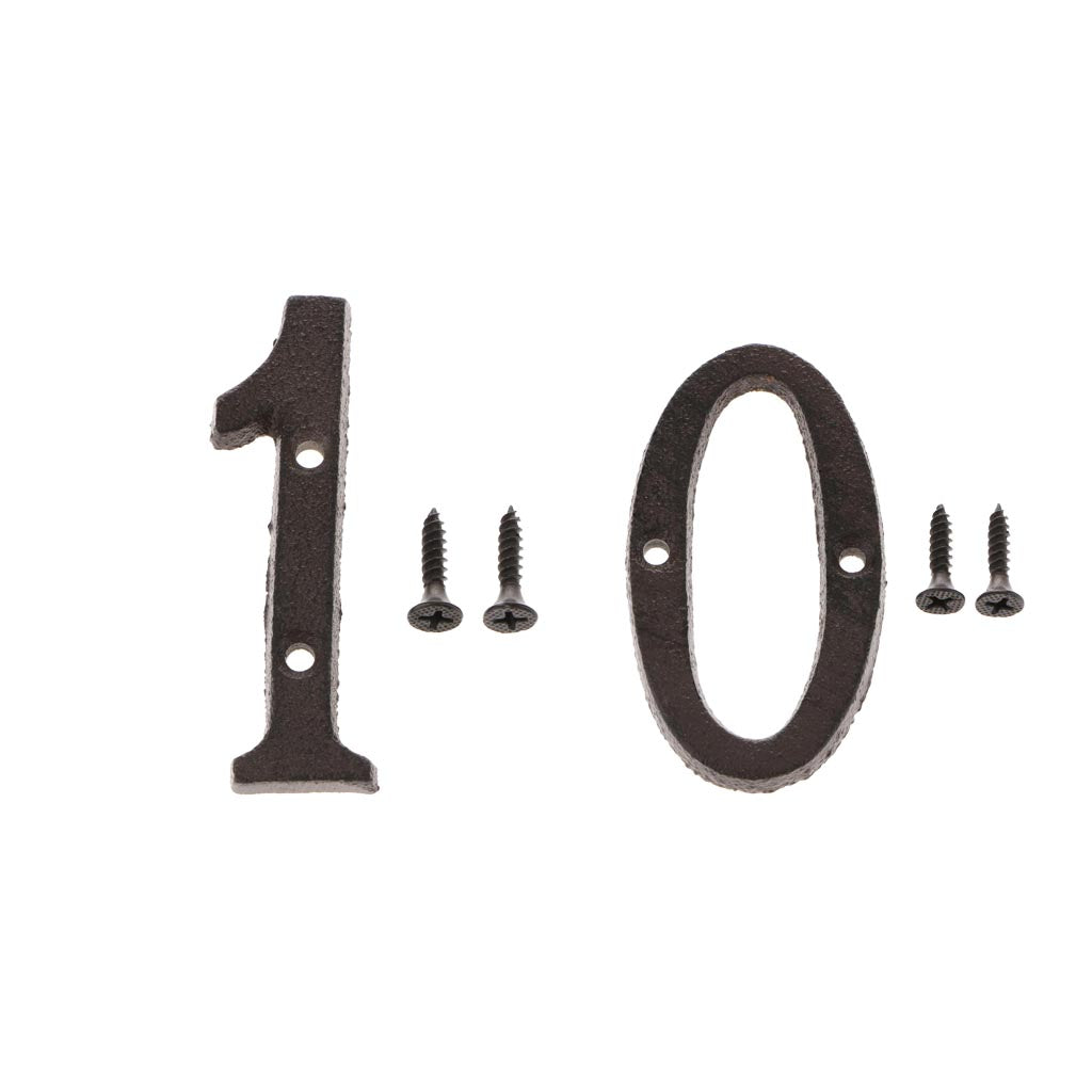 0 &1 Wrought Iron House Number,Matching Screws Included Black