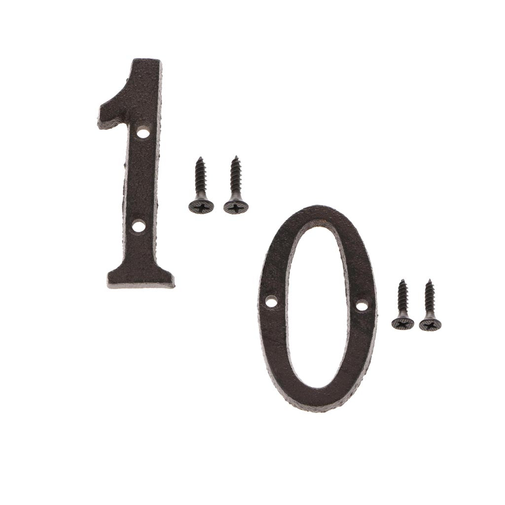 0 &1 Wrought Iron House Number,Matching Screws Included Black