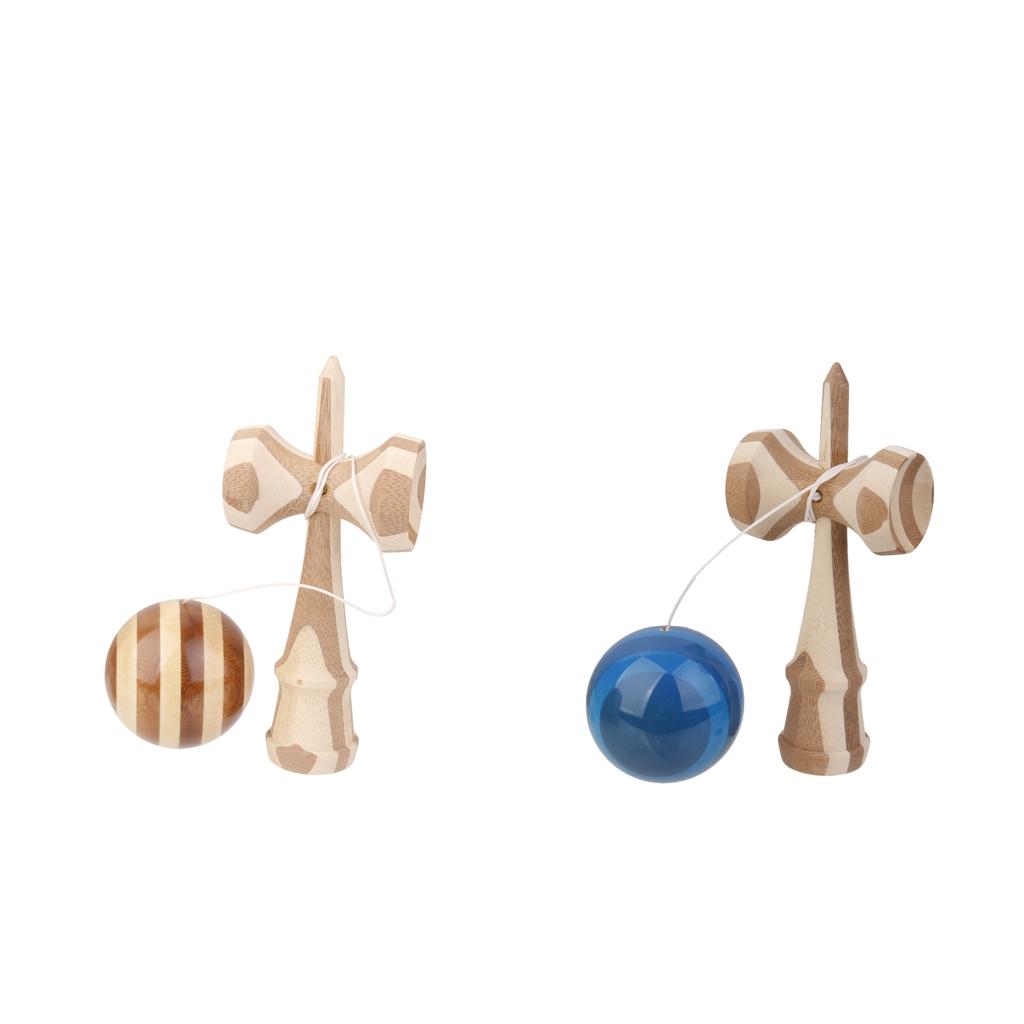 Bamboo Kendama Toys - Blue + Natural Wood