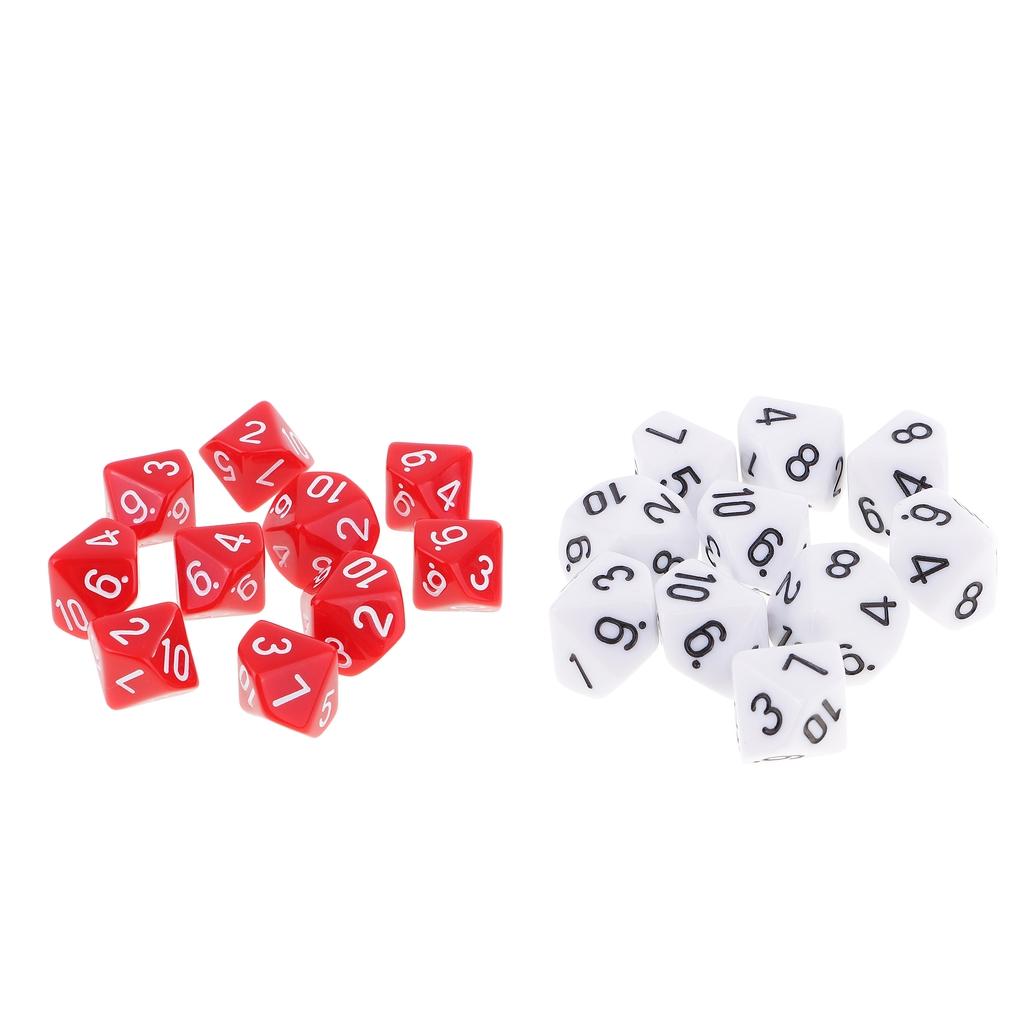 20pcs 10 Sided Dice D10 Polyhedral Dice Dies for Dungeons and Dragons Games
