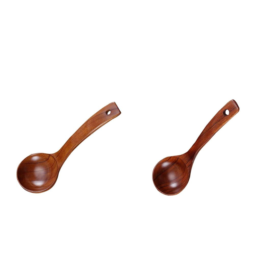 2Pcs Natural Wooden Bamboo Ladle Soups, Sauces, Casseroles, Porridge