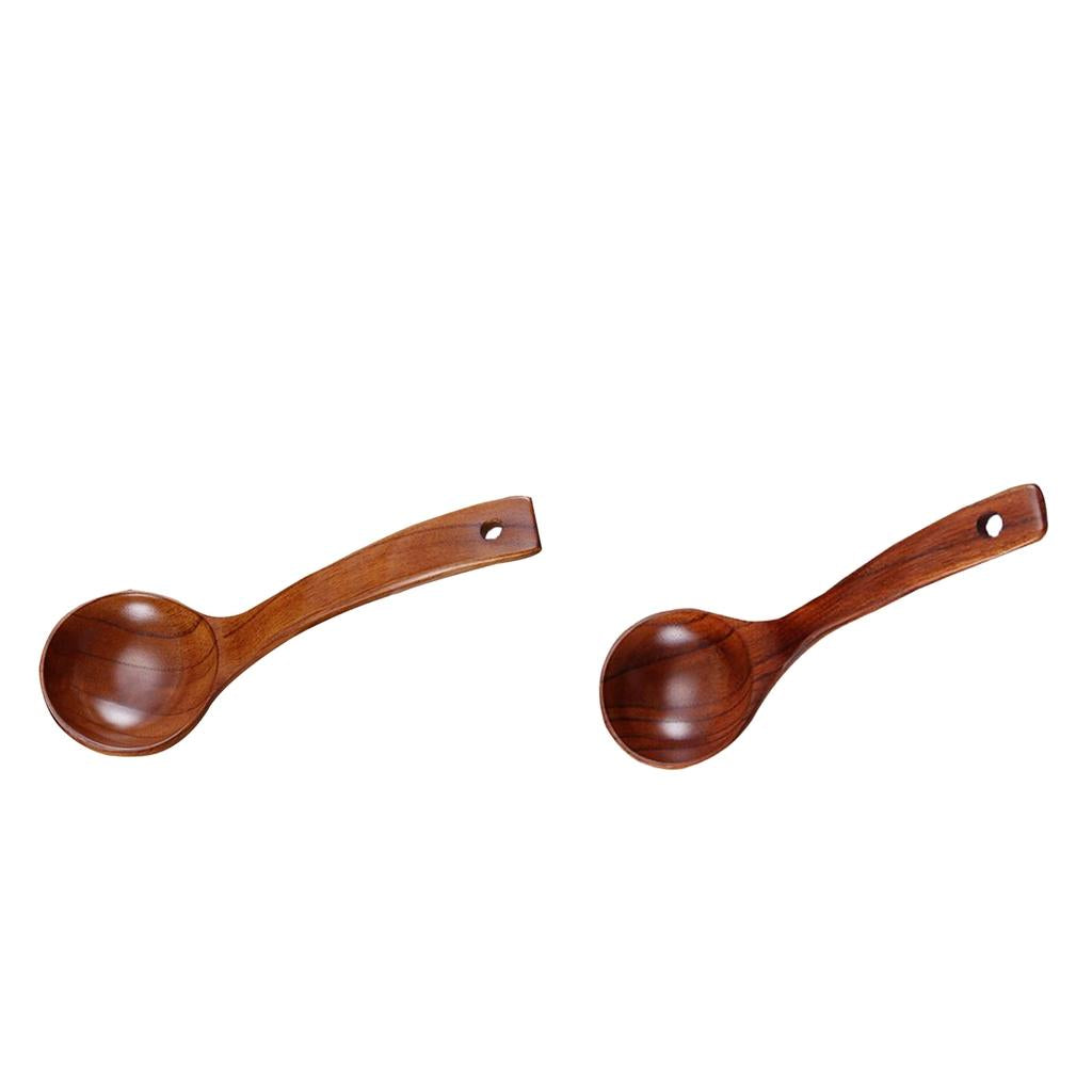 2Pcs Natural Wooden Bamboo Ladle Soups, Sauces, Casseroles, Porridge