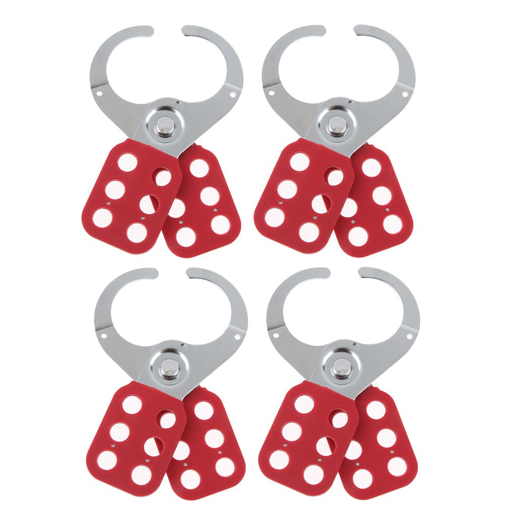 4pcs Steel Lockout Hasp With Tab 1.5 Inside Jaw Diameter"