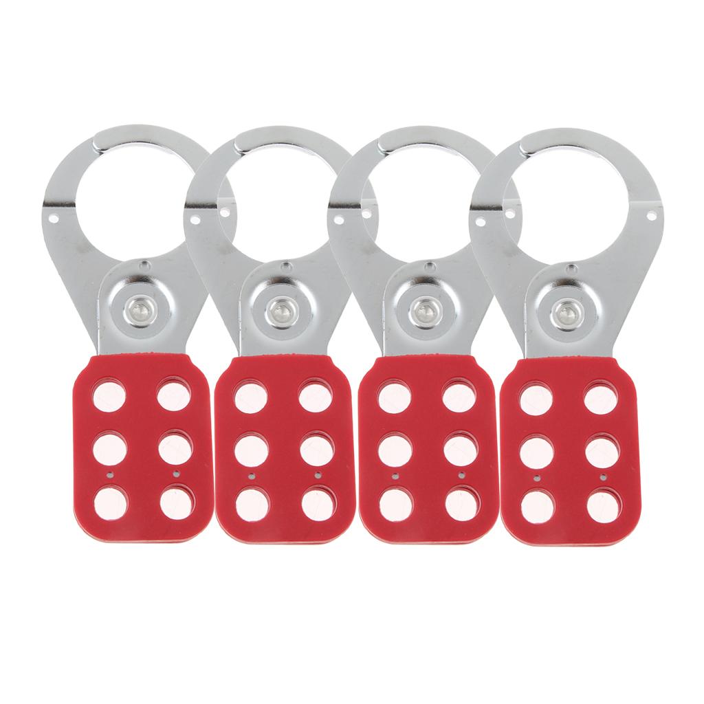 4pcs Steel Lockout Hasp With Tab 1.5 Inside Jaw Diameter"