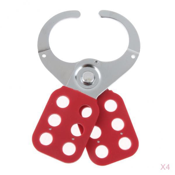 4pcs Steel Lockout Hasp With Tab 1.5 Inside Jaw Diameter"