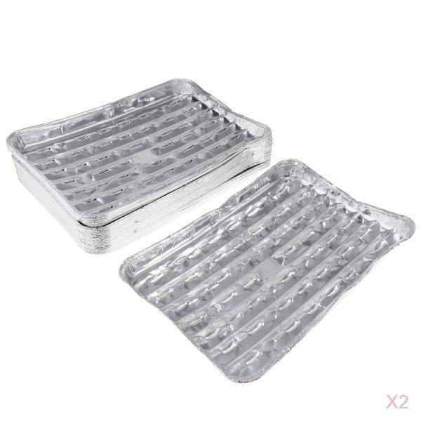 40pcs Aluminum Foil Grilling Tray Rectangular BBQ Plate Disposable Cake Pan