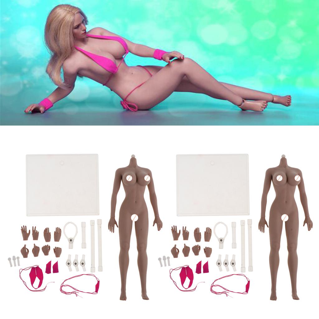 2pcs 1:6 Super Flexible European Shape Female Seamless Body New Wheat Skin
