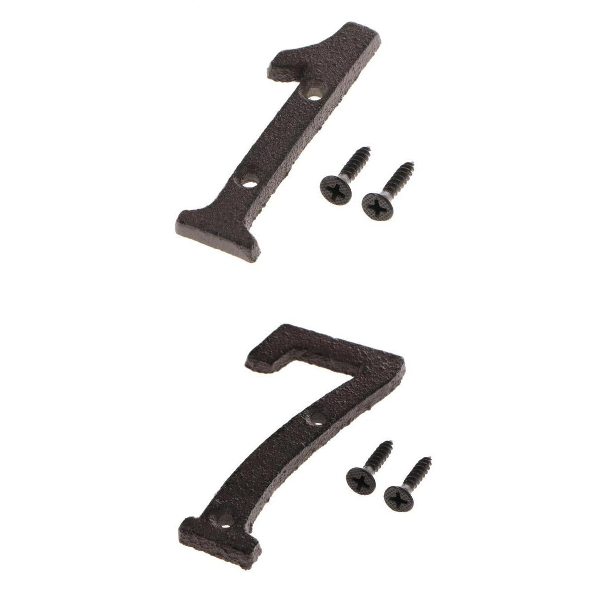 7 &1 Wrought Iron House Number,Matching Screws Included Black