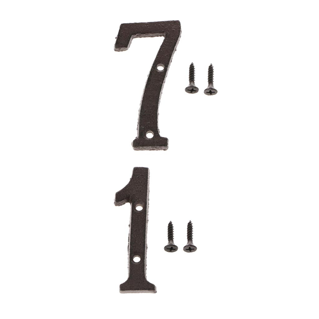 7 &1 Wrought Iron House Number,Matching Screws Included Black