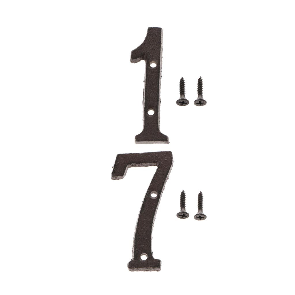 7 &1 Wrought Iron House Number,Matching Screws Included Black