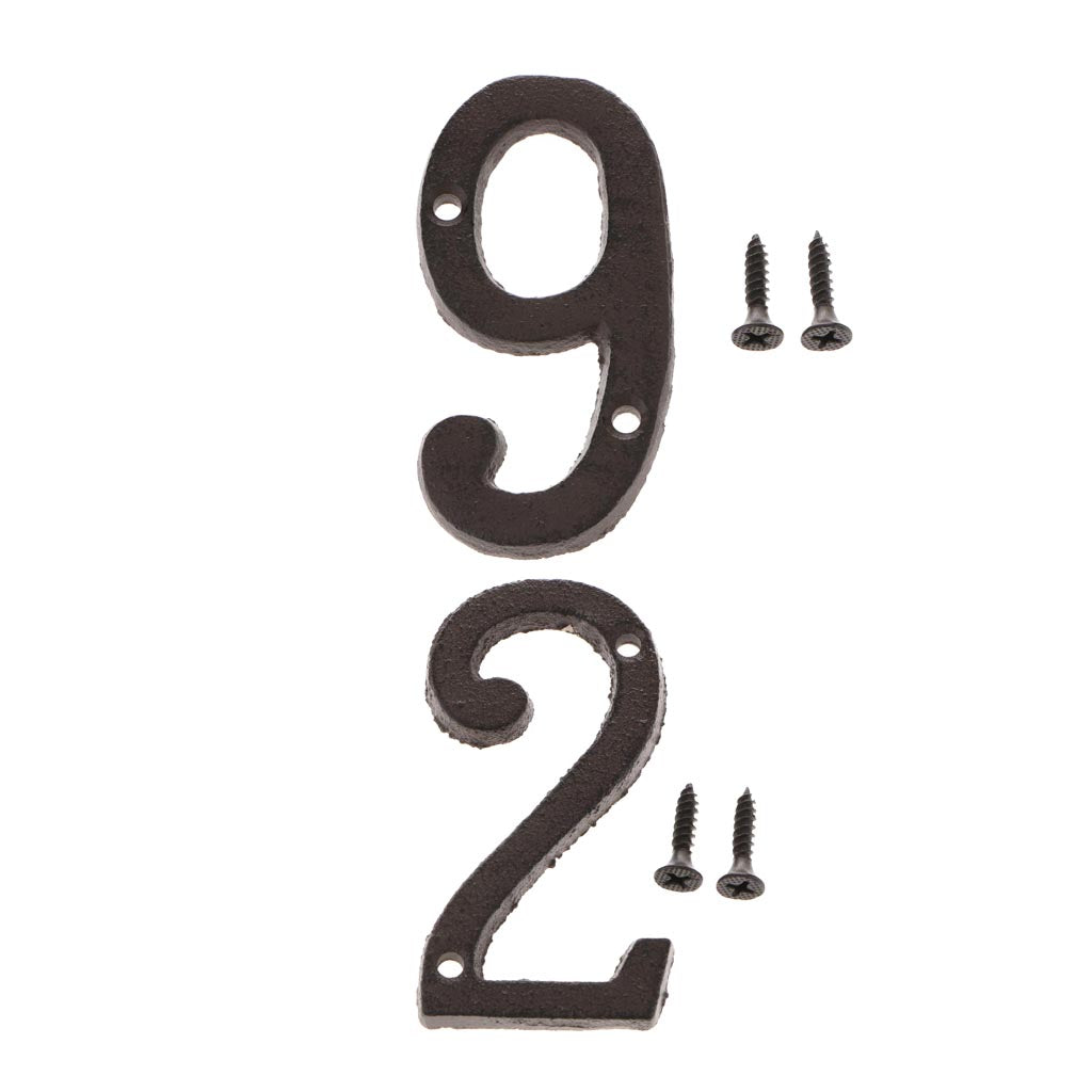 9 &2 Wrought Iron House Number,Matching Screws Included Black