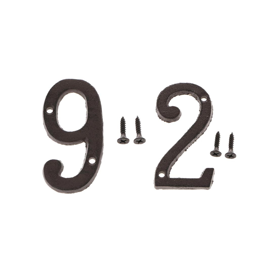 9 &2 Wrought Iron House Number,Matching Screws Included Black