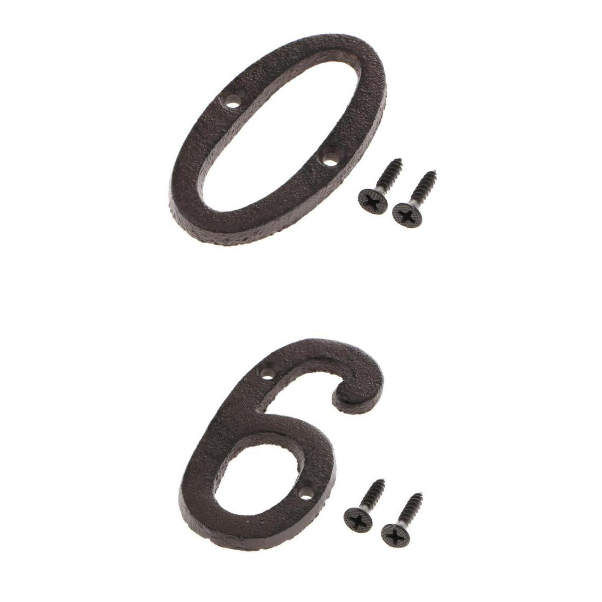 0 &6 Wrought Iron House Number,Matching Screws Included Black