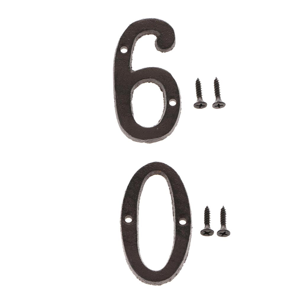 0 &6 Wrought Iron House Number,Matching Screws Included Black