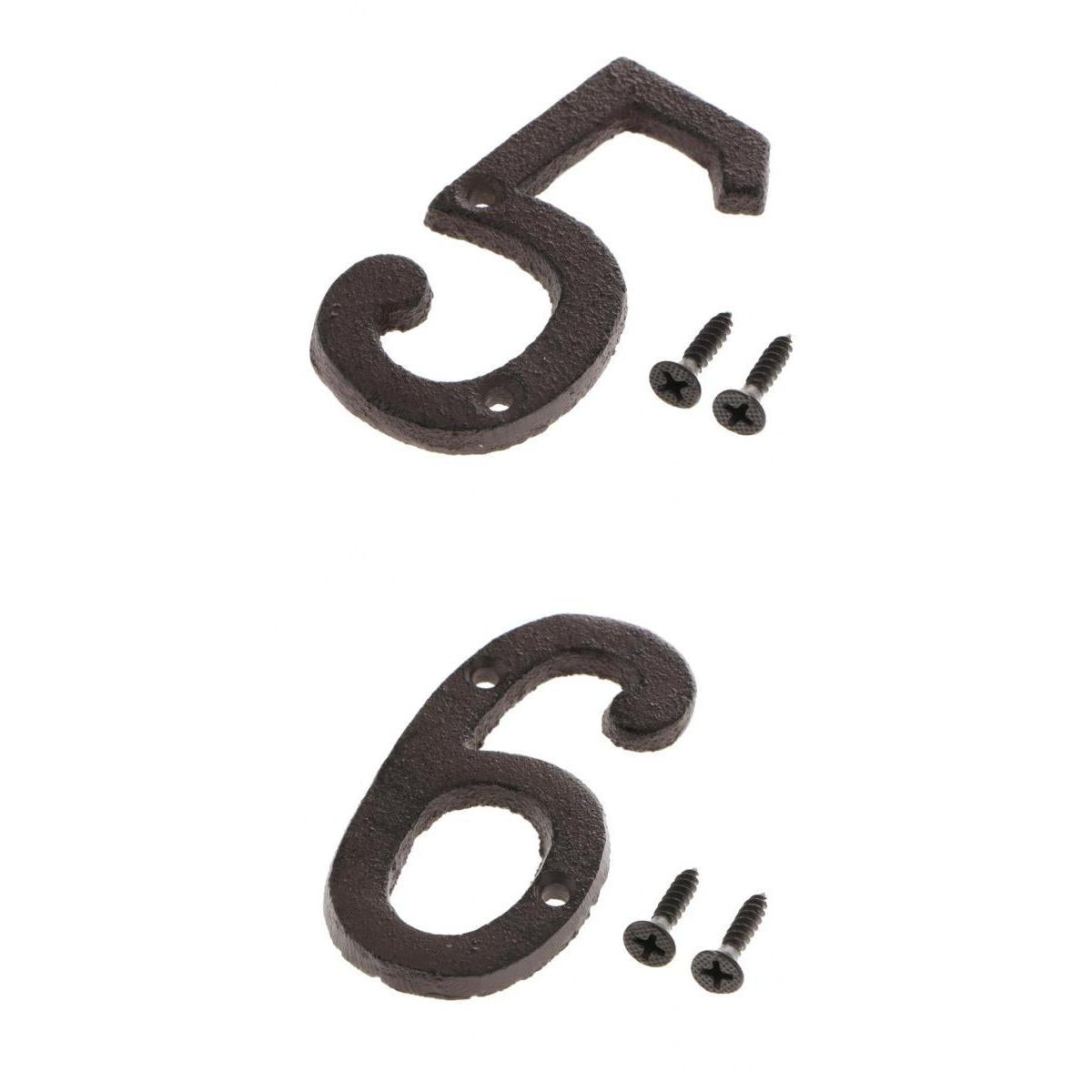 5 &6 Wrought Iron House Number,Matching Screws Included Black