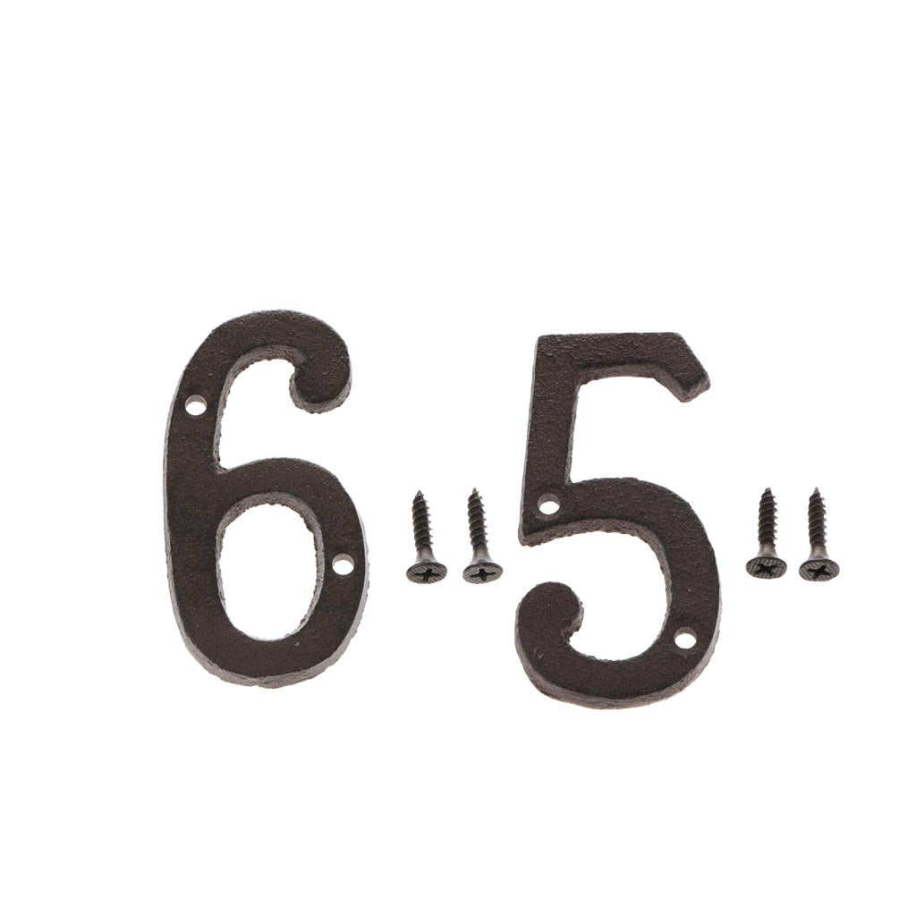 5 &6 Wrought Iron House Number,Matching Screws Included Black