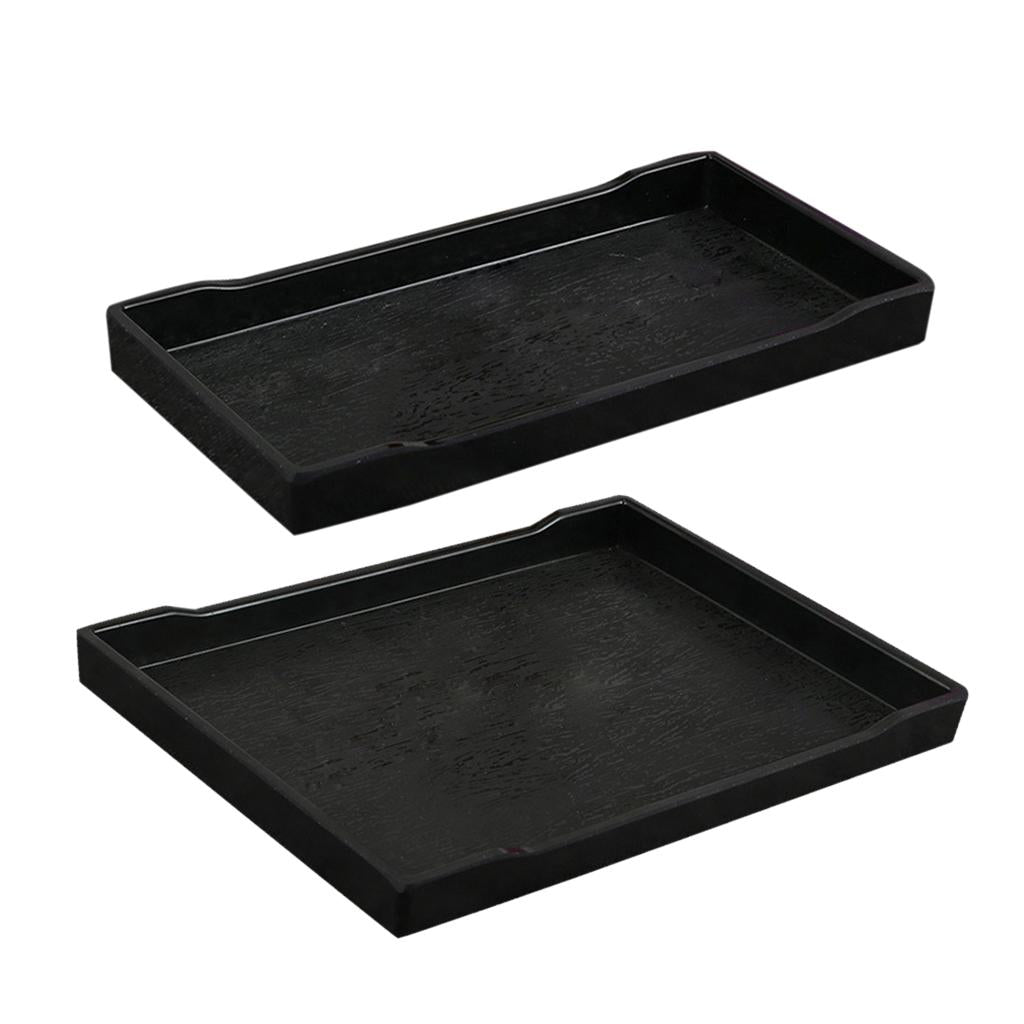 2 Pieces Melamine Hotel Serving Tray Dishes Cup Glass Cake Set Black