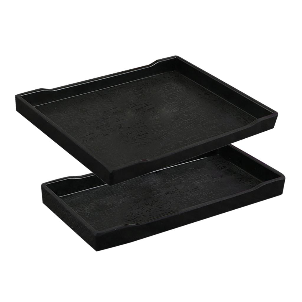 2 Pieces Melamine Hotel Serving Tray Dishes Cup Glass Cake Set Black