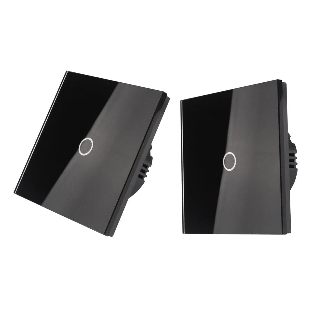 2 pcs 1 Gang 1 Way LED Crystal Glass Panel Light EU UK Touch Switch