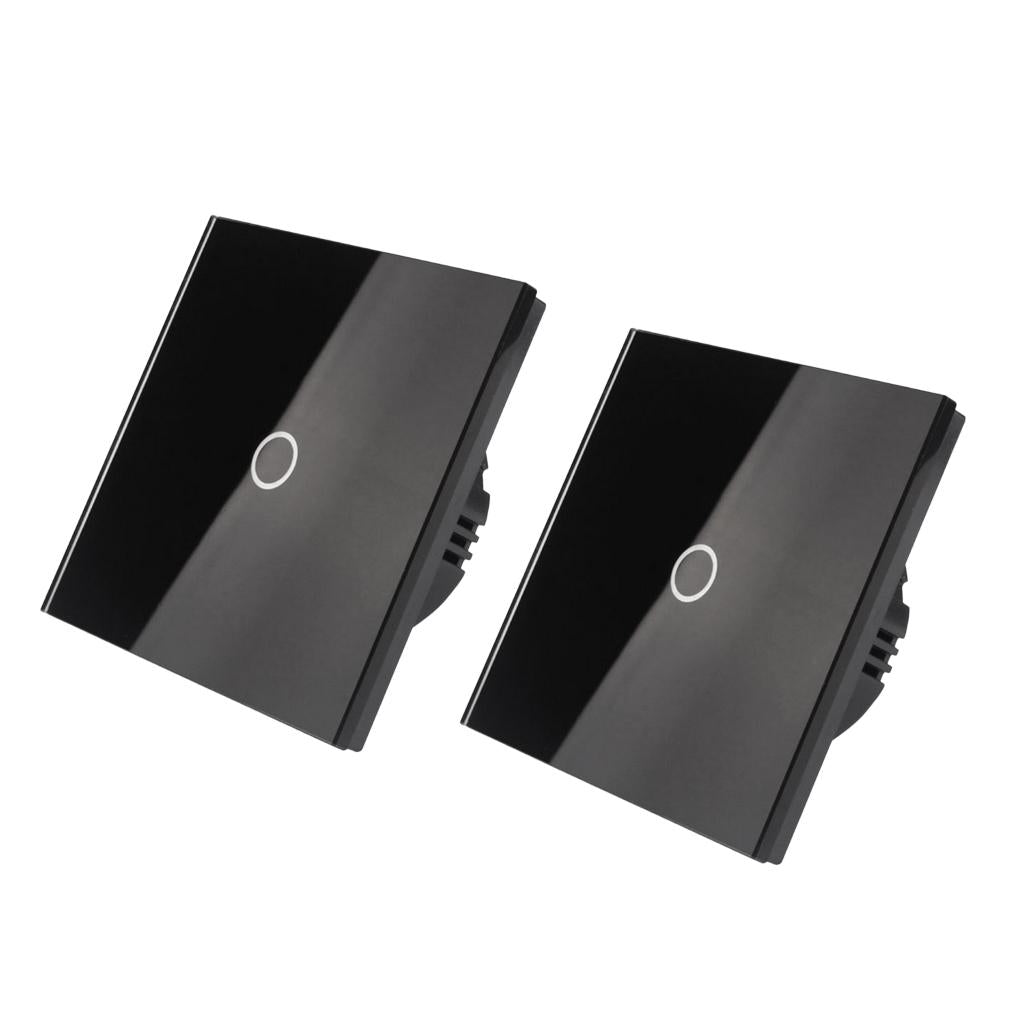 2 pcs 1 Gang 1 Way LED Crystal Glass Panel Light EU UK Touch Switch