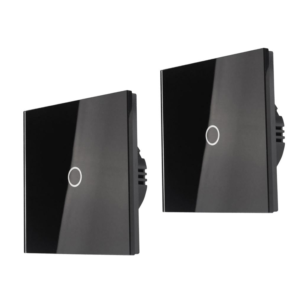 2 pcs 1 Gang 1 Way LED Crystal Glass Panel Light EU UK Touch Switch