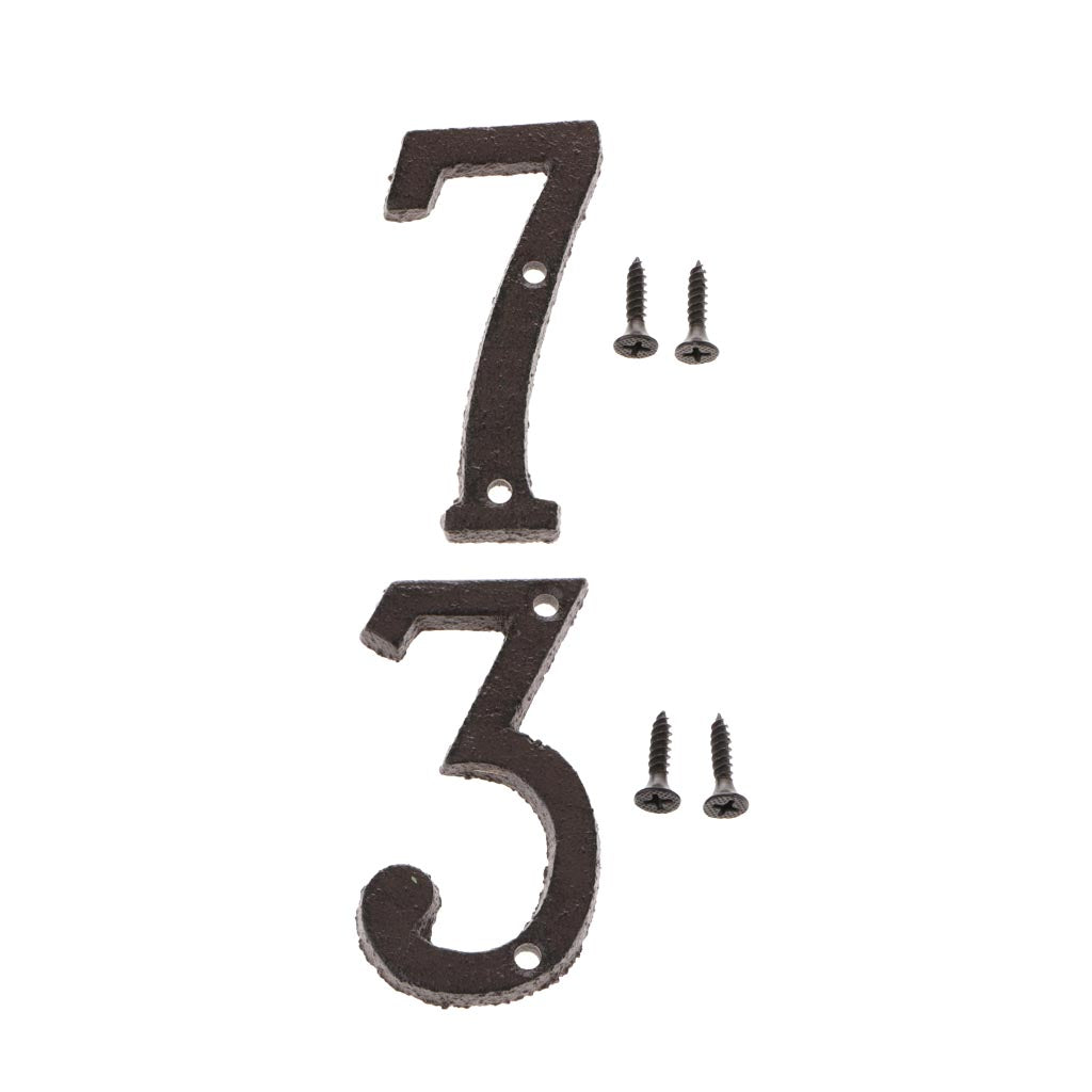 3 &7 Wrought Iron House Number,Matching Screws Included Black