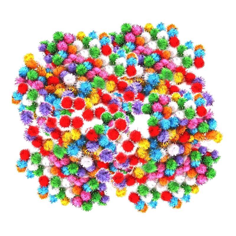 400Pcs Mini Colorful Sparkly Glitter Tinsel Pompom Balls Toy for Bird Parrot