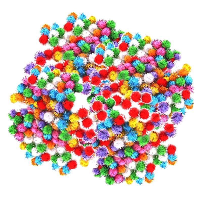 400Pcs Mini Colorful Sparkly Glitter Tinsel Pompom Balls Toy for Bird Parrot