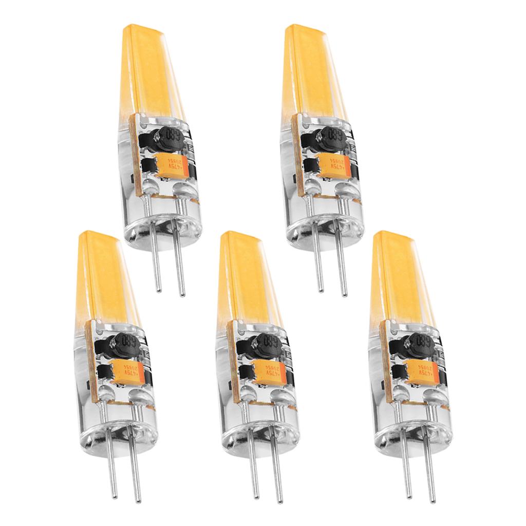 5 Pcs G4 3W Dimmable COB LED Light Bulb AC/DC 12V Crystal Silicone Lamp 38MM