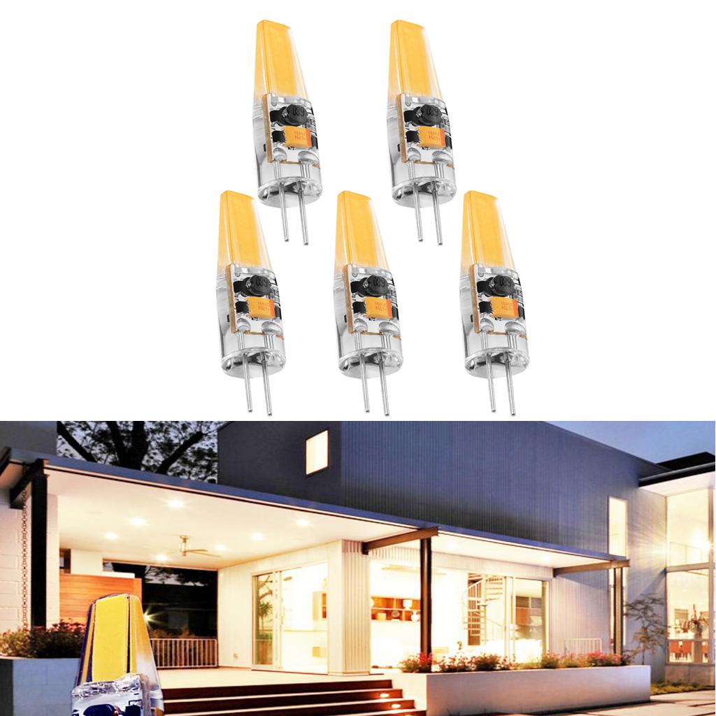 5 Pcs G4 3W Dimmable COB LED Light Bulb AC/DC 12V Crystal Silicone Lamp 38MM