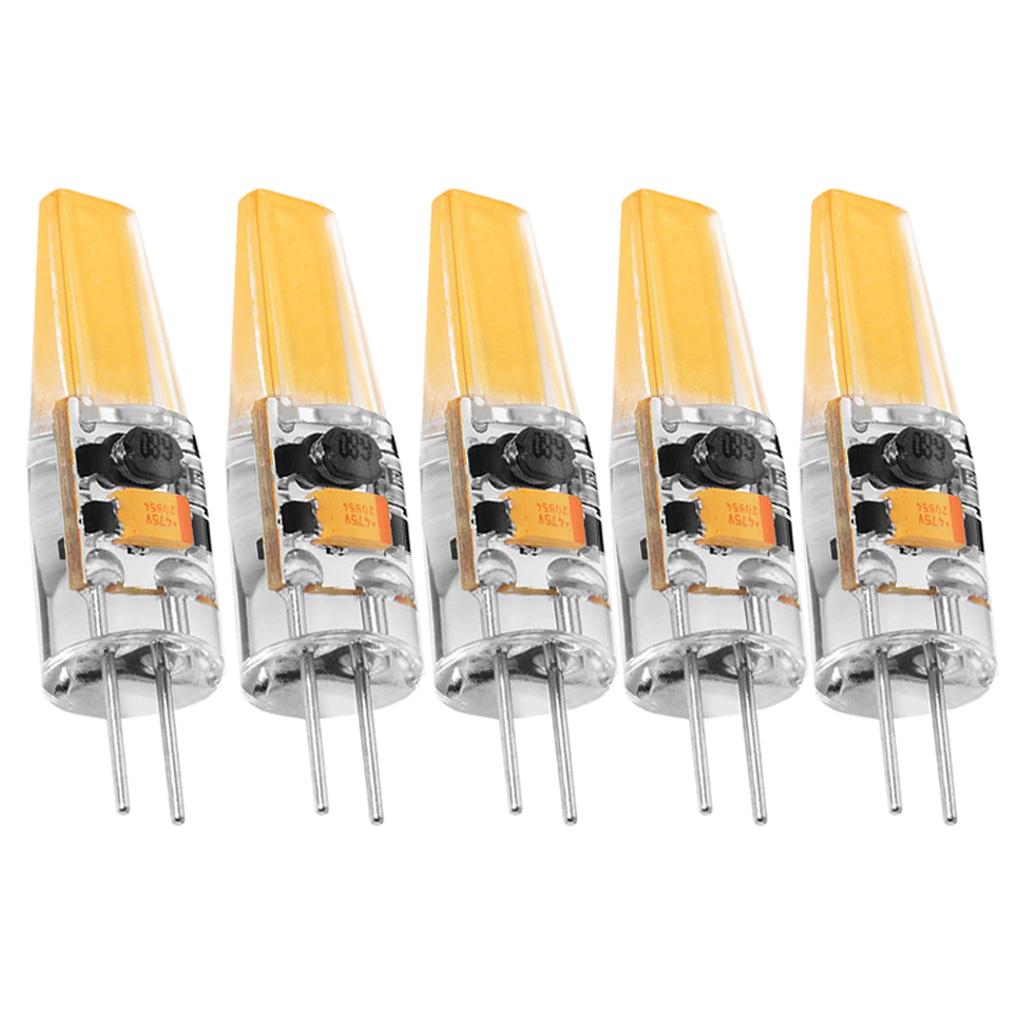 5 Pcs G4 3W Dimmable COB LED Light Bulb AC/DC 12V Crystal Silicone Lamp 38MM