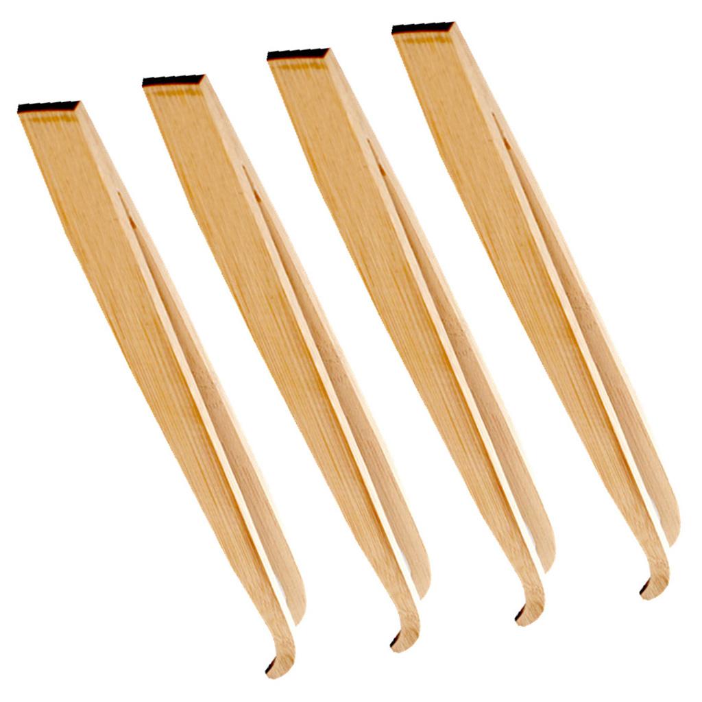 4 Pcs 16.5cm Bamboo Tweezers Pet Insects Gardening Bent Feeding Tool