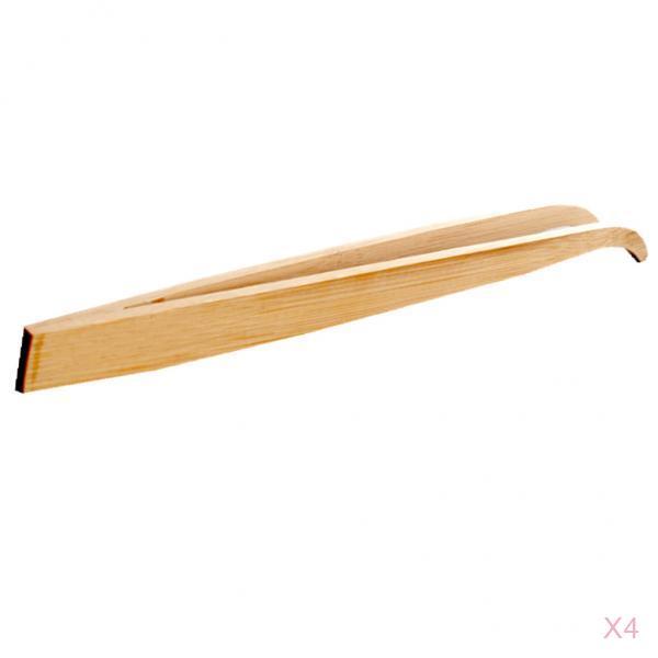 4 Pcs 16.5cm Bamboo Tweezers Pet Insects Gardening Bent Feeding Tool