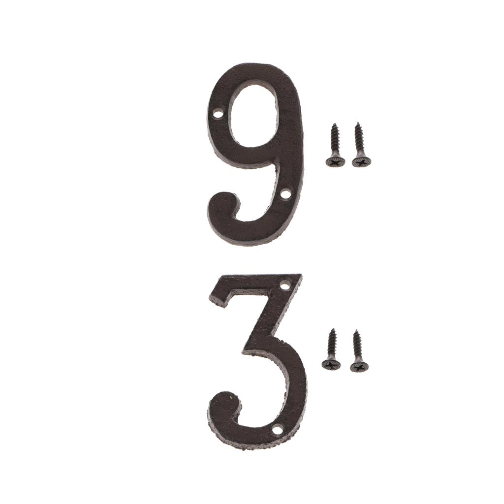 3 &9 Wrought Iron House Number,Matching Screws Included Black