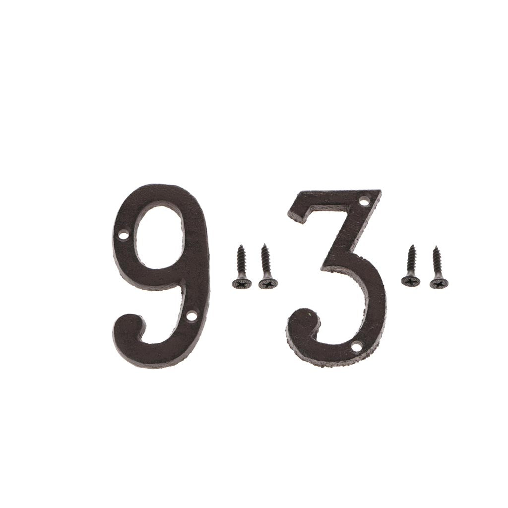 3 &9 Wrought Iron House Number,Matching Screws Included Black