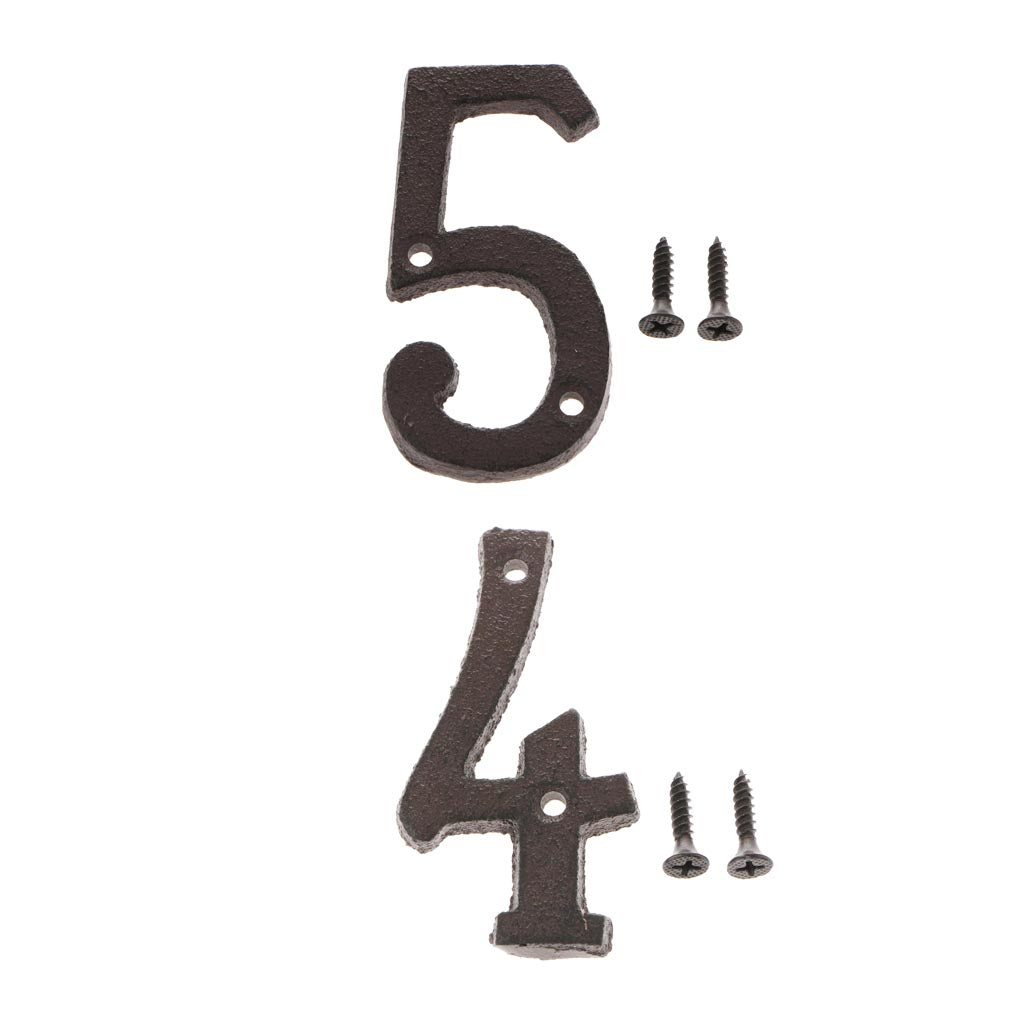 4 &5 Wrought Iron House Number,Matching Screws Included Black