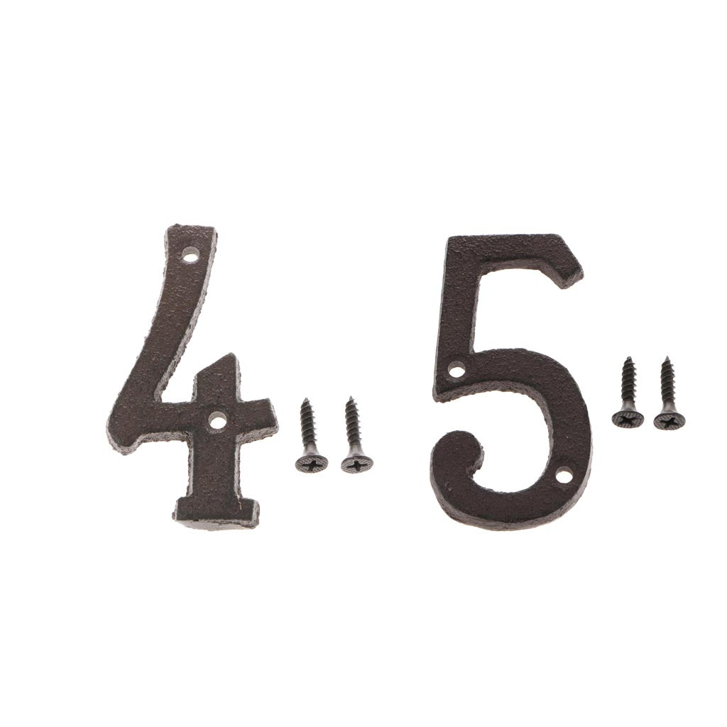 4 &5 Wrought Iron House Number,Matching Screws Included Black