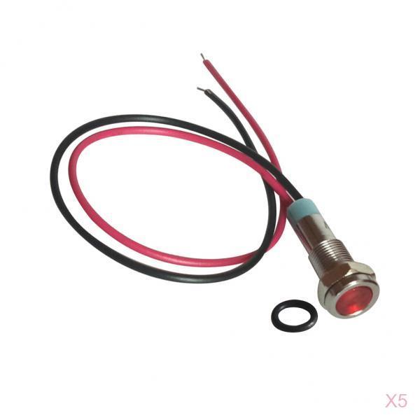 6mm LED Metal Indicator Light Waterproof Signal Pilot Dash Lamp 6V Red 5pcs