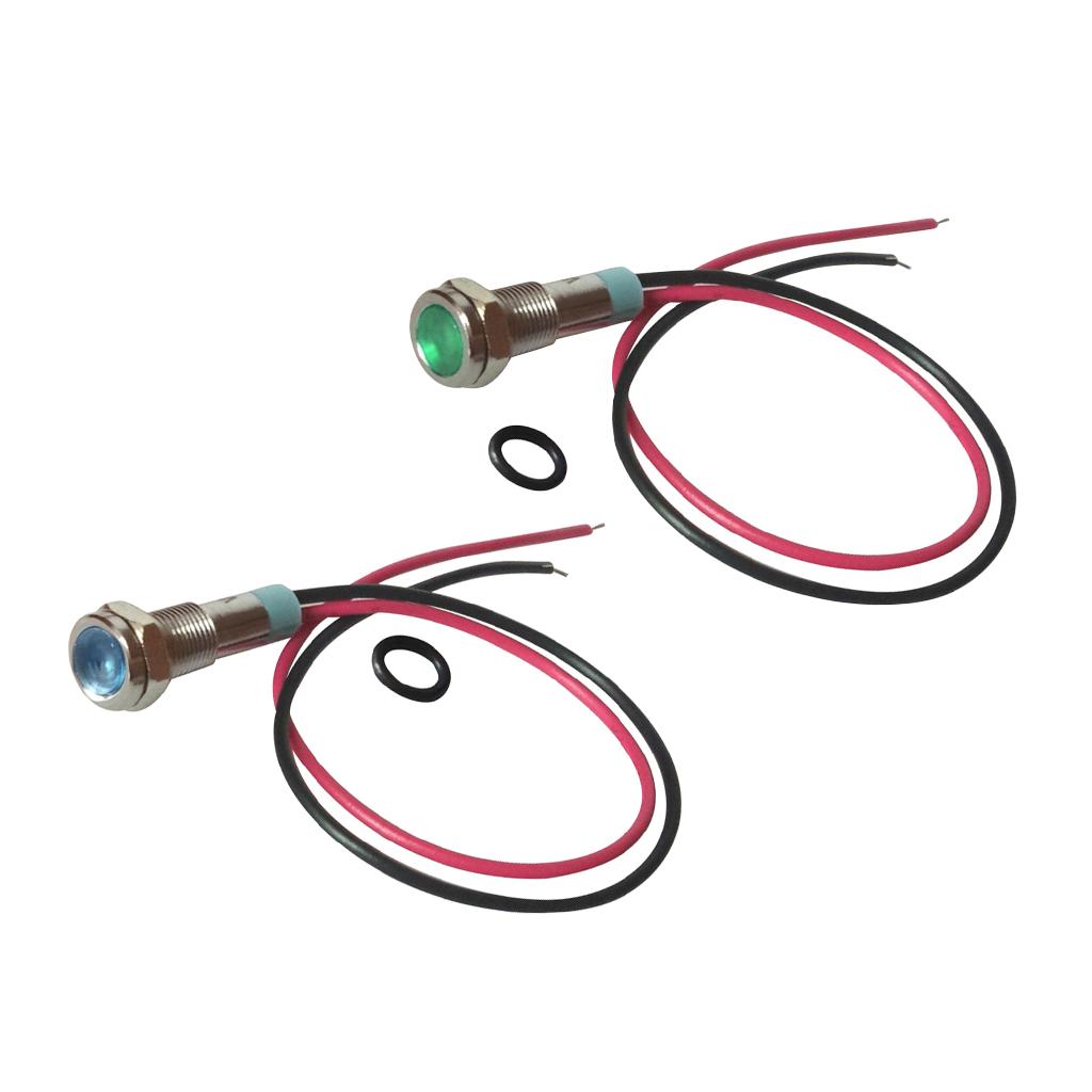 6mm LED Metal Indicator Light Signal Pilot Dash Lamp 6V Green+Blue