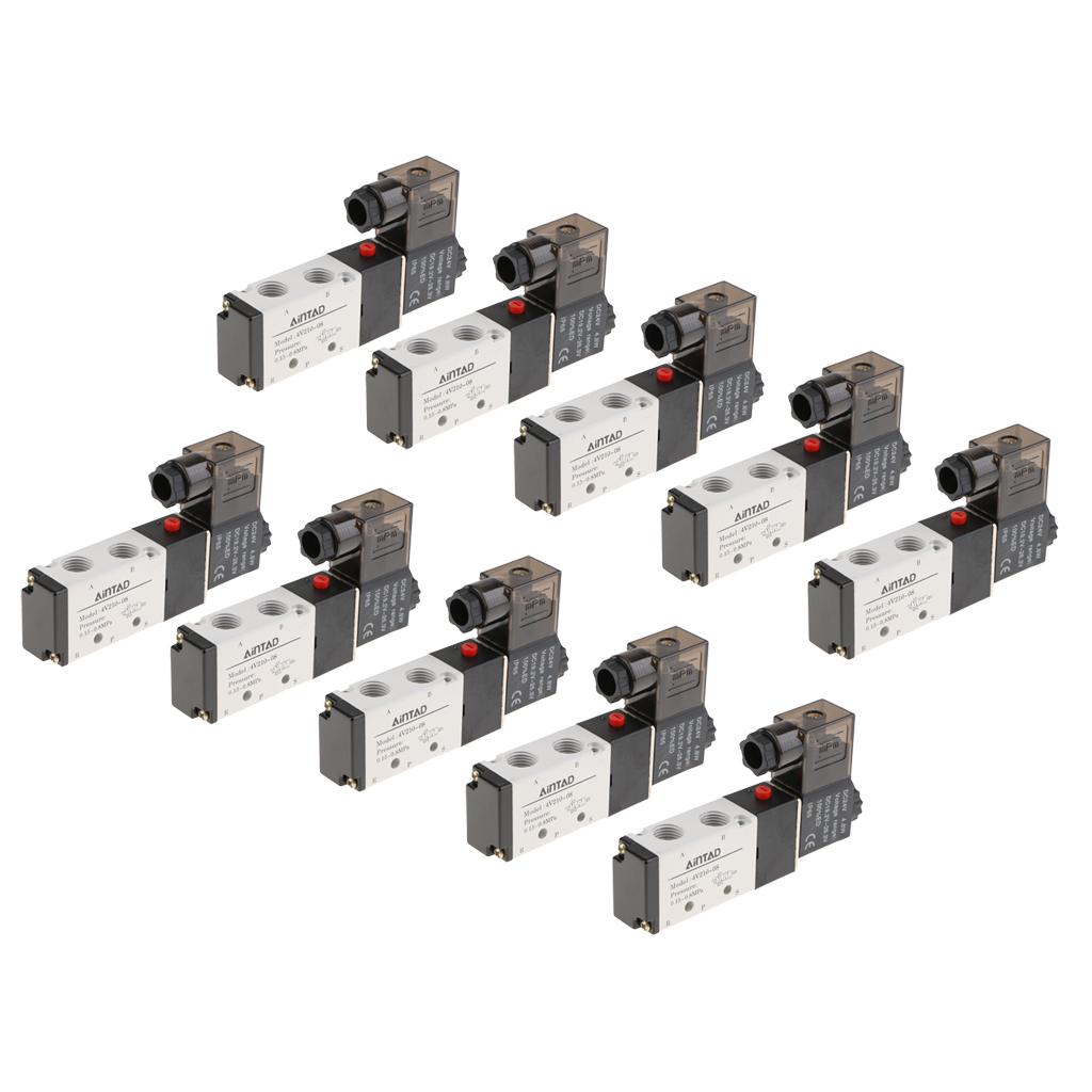 10x1X 4V210-08 Solenoid Valve 5 Way 2 Position Pneumatic Air 1/4 BSPT 24V"