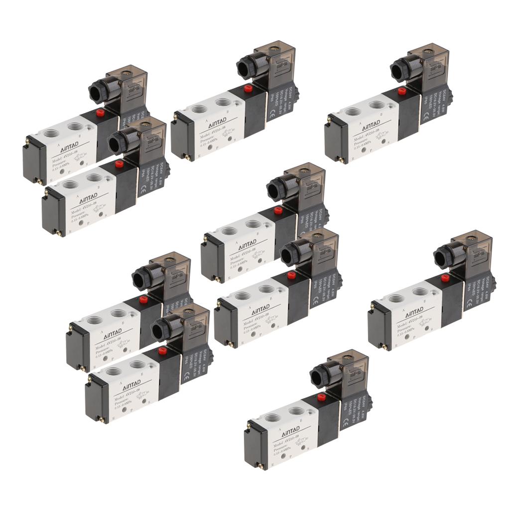 10x1X 4V210-08 Solenoid Valve 5 Way 2 Position Pneumatic Air 1/4 BSPT 24V"