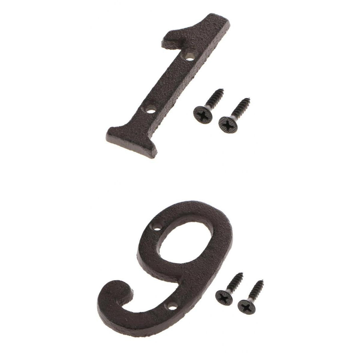 1 &9 Wrought Iron House Number,Matching Screws Included Black
