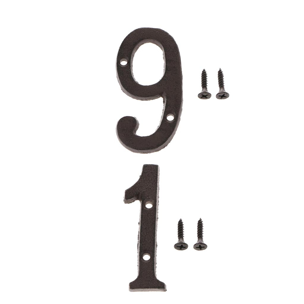 1 &9 Wrought Iron House Number,Matching Screws Included Black