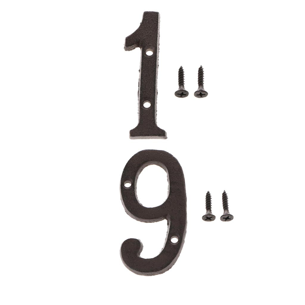 1 &9 Wrought Iron House Number,Matching Screws Included Black