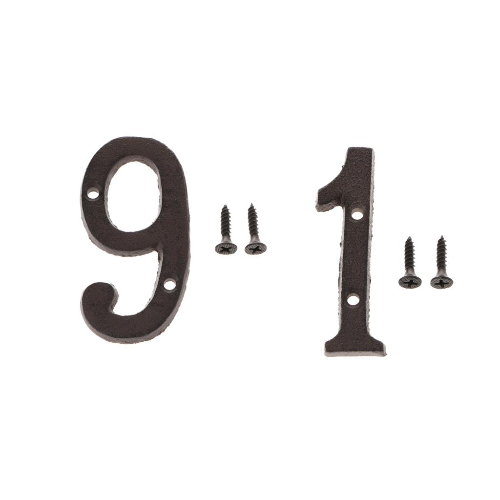 1 &9 Wrought Iron House Number,Matching Screws Included Black