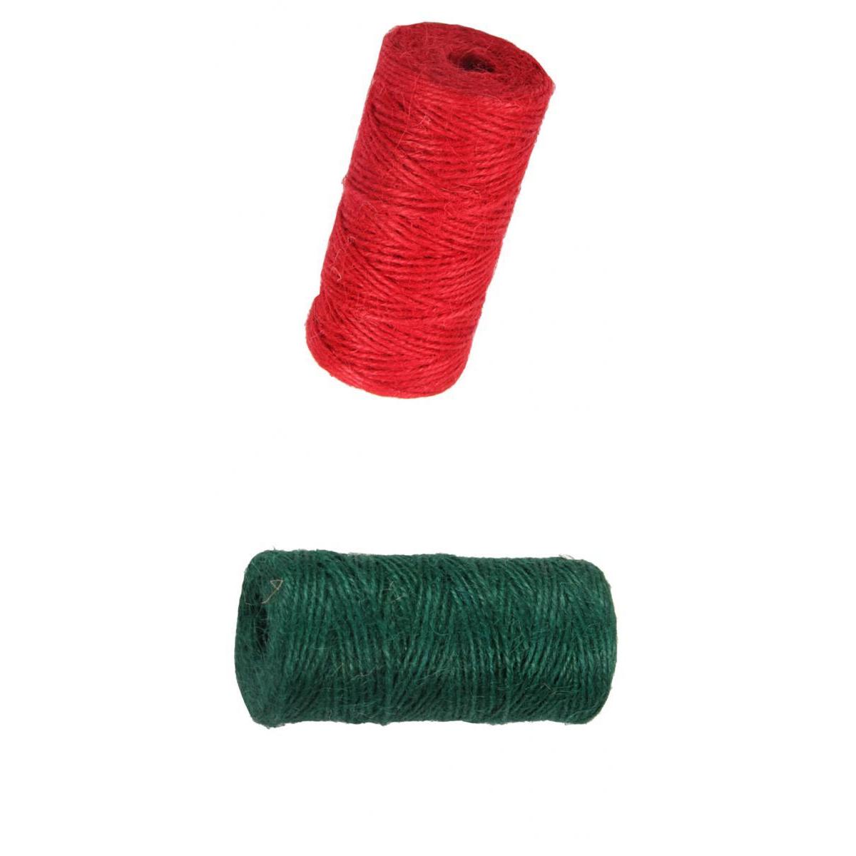 2 Roll 100m Jute Cord String Crafts DIY Gift Wrapping Twine Rope Red & Green