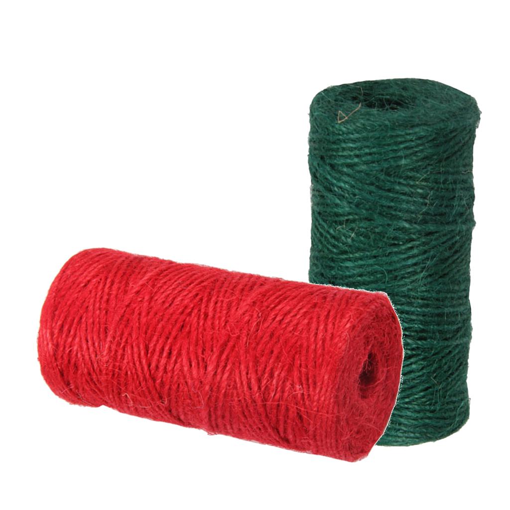 2 Roll 100m Jute Cord String Crafts DIY Gift Wrapping Twine Rope Red & Green