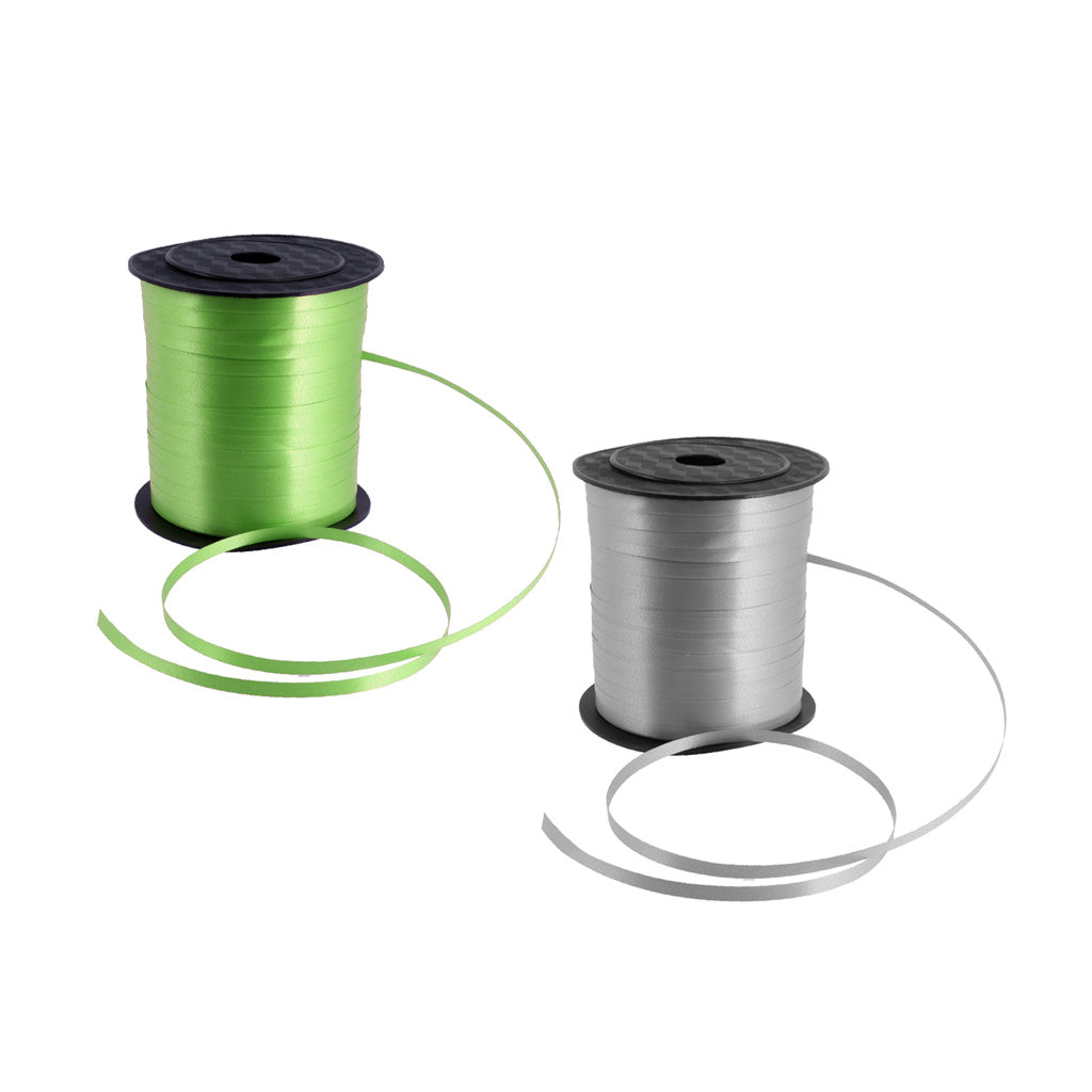 2 Roll 225 Meter Balloon Curling Ribbon Wedding Baloon Ribbon Green & Silver